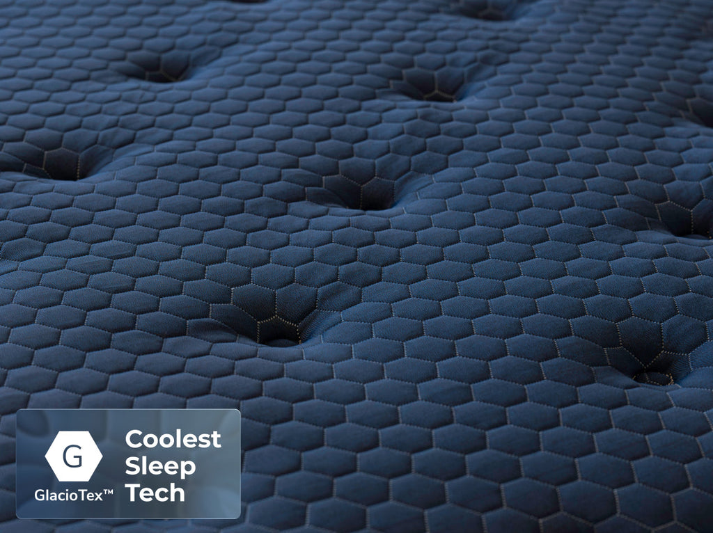 Aurora mattress GlacioTex hexagonal cooling technology closeup