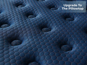 Front view of the Brooklyn Bedding Aurora Luxe Cooling pillow top mattress with upgrade text in the corner.