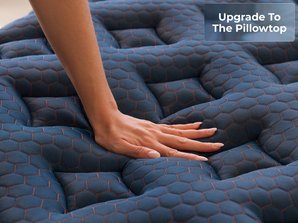 Hand pressing Aurora pillowtop mattress upgrade option
